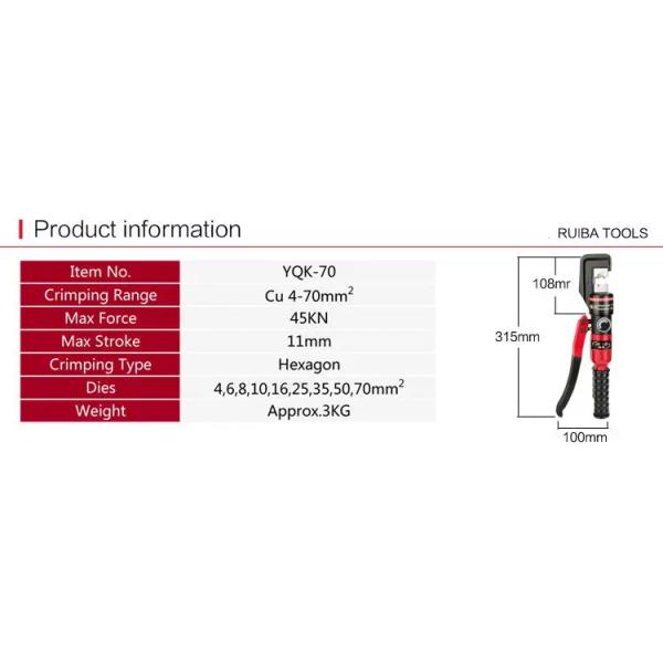 Metric Industrial Copper Aluminum Cable Terminal Press Hydraulic Wire Manual Lug Crimping Tool Machine