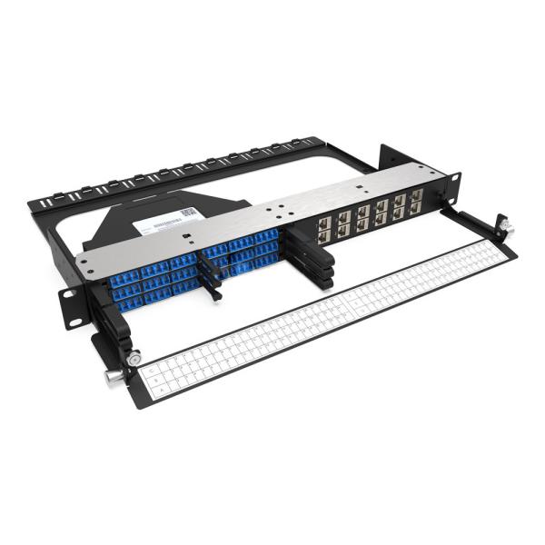 Rongbang RBTX-PP03 1U High Density Hybrid Fiber & Copper Modular Panel 3 MPO/MTP to 72 LC Ports 12 Jack for Data Center
