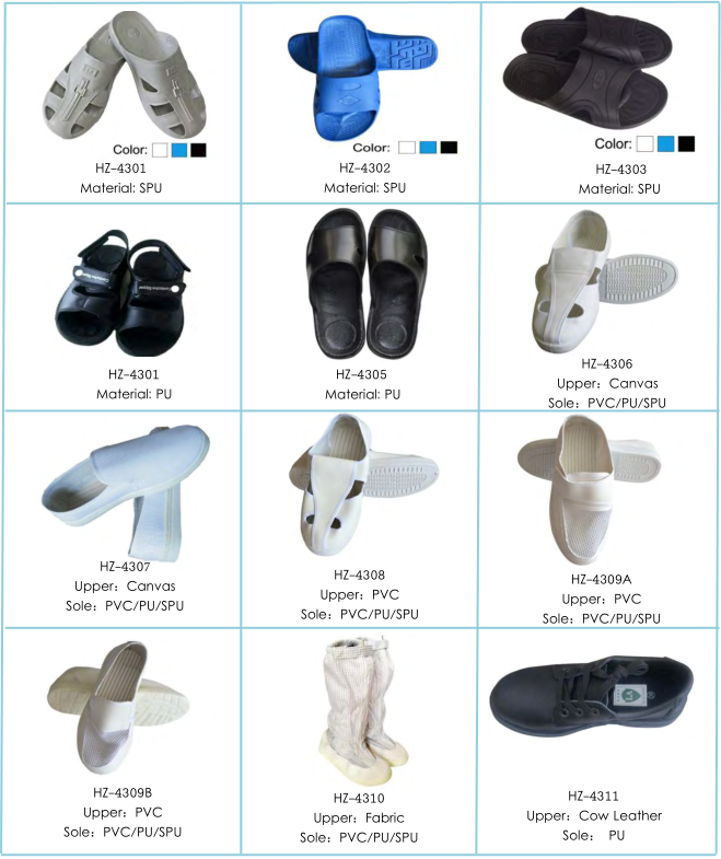 Factory ESD Anti Static SPU Slippers Black Six-Hole Cleanroom Workshop Safety Comfortable Anti-Slip