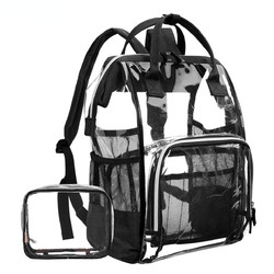 23L PTU Oxford Transparent Diaper Bag Backpack