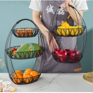 Chrome Plating 47.5cm Height 3 Tier Wire Vegetable Rack