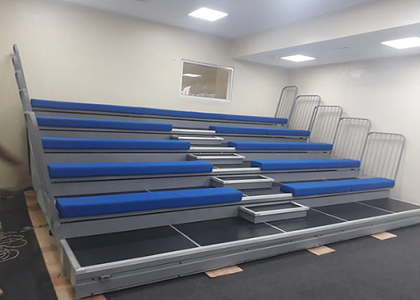 Buy School Sport Hall Retractable Seating With Upholstered Bench Seating at wholesale prices