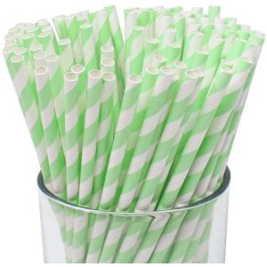 Good Striped 8.25" Bamboo Disposable Paper Straws