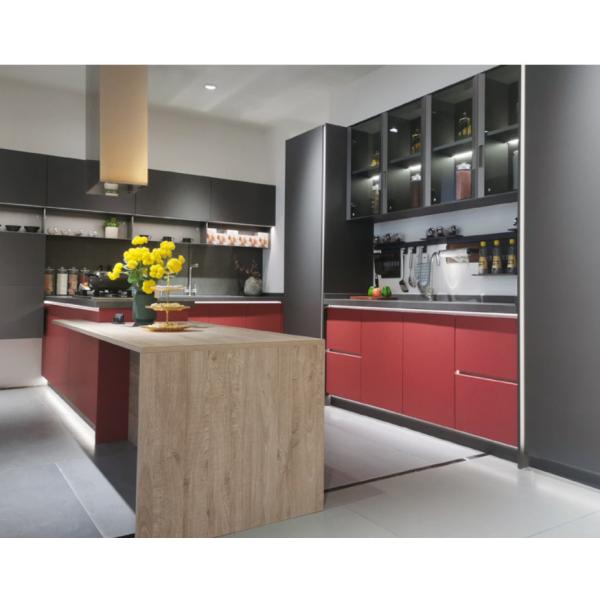 Buy 18mm Walnut Wood Modern Modular Kitchen Cabinets 3D Customized at wholesale prices