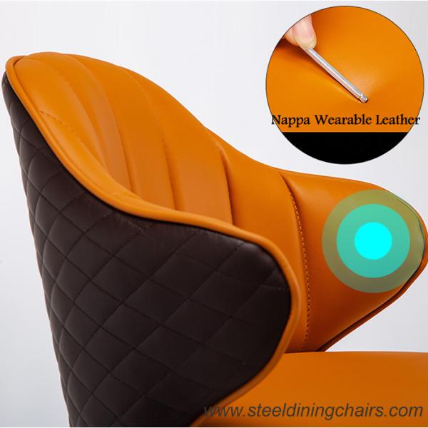 The Nordic Style Bar Stool Leather Upholstered Bar Counter Chair Steel Black Frame With Gold Feet 0167