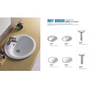 Bathroom suite floor standing pedestal wash basin
