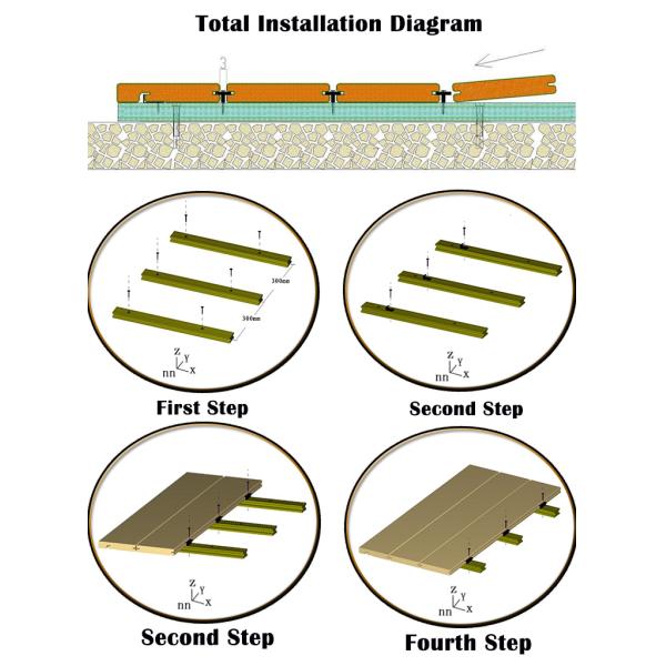 Brown Covered Elastic Plastic and PVC Core Inside Garden Solid Grooved Composite Flooring for Outdoor Balcony
