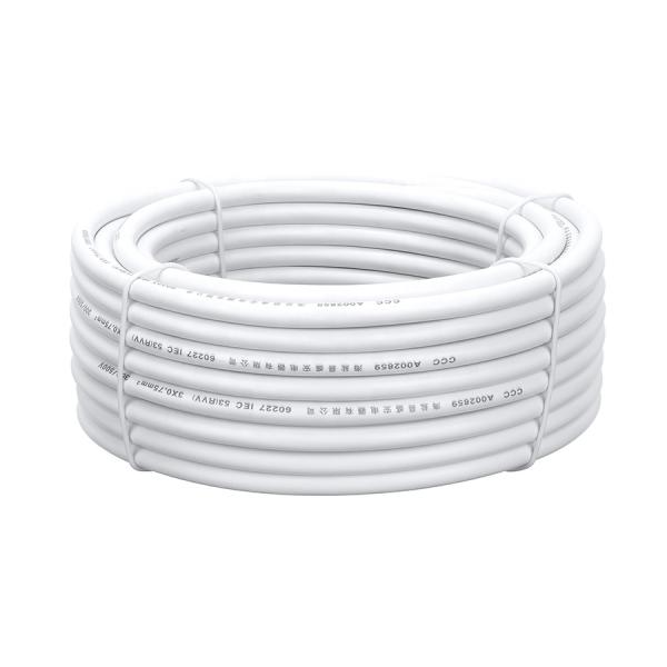 Temperature Range -5C To 70C RVV 3 Core 3X0.75mm2 White Insulated Protection Electrical Power Cable with Stranded Conductor