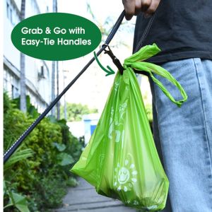 certified compostable dog waste bags with easy-tie handles