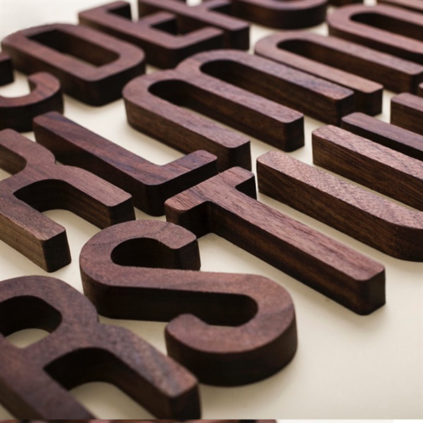 Buy 3 Inch Craft Alphabet Letters Educational Wall Hanging Walnut Wooden at wholesale prices