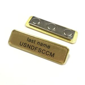Gold Plated Name Tag Badge Clothing Custom Made With Safety Pin