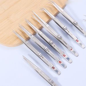 16cm Stainless Steel Pointed Elbow Tweezers Anti Slip Lockable Tweezers