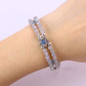 Handmade Moonstone Beaded Bracelet Natural Moonstone Bracelet Adjustable Charms