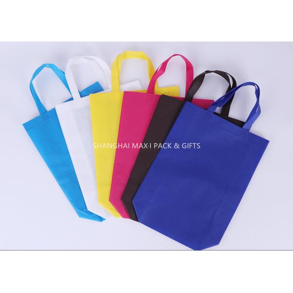 Buy Grocery Promotional Non Woven Gift Bags Fabric Foldable Blue or Red Customize Printed at wholesale prices