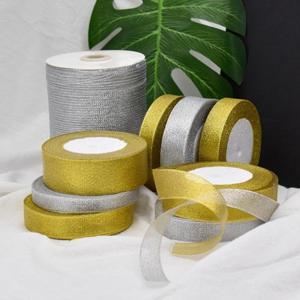 Buy Gold and silver onion with bow decoration accessories, Christmas decoration, gold and silver onion gauze belt, cross-border popular ribbon bow at wholesale prices