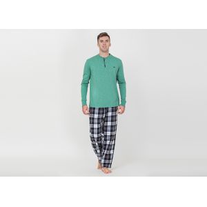 Spring Autumn Mens Luxury Sleepwear Functional Placket Side Pockets Design