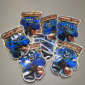 Smell Proof Die Cut Mylar Bags Holographic 3.5g Zipper Irregular Shape Bags