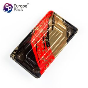 Eco-friendly disposable plastic square sushi tary for salmon