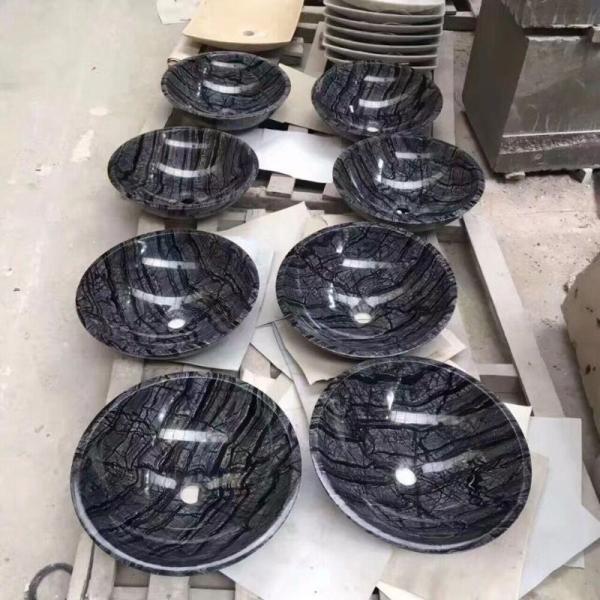 Cheap Good Quality Black Wood Vein Marble Wash Basin Natural Stone wash basin