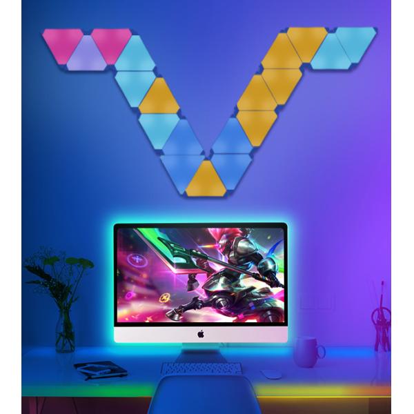 Adjustable RGBIC Smart Triangle LED Light with Wifi Bluetooth Control for Gaming