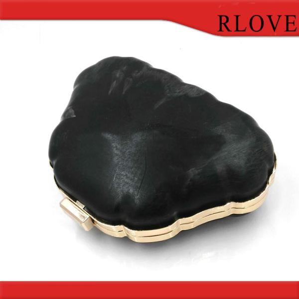Buy Ladies purse leather product gold color evening bag box metal frame at wholesale prices