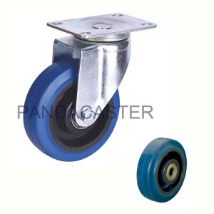 Blue Elastic Rubber Top Plate Swivel Casters Wheels / Polypropylene Casters