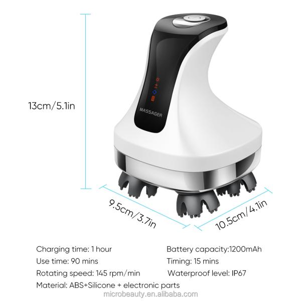 Electric Cordless Hair Scalp Massager With Red Light Therapy Massage Migraine Relief