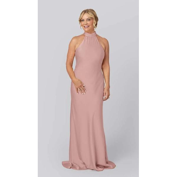 Sexy Sleeveless Customized Sweep Train Keyhole Back Halter Zipper Black Satin Mother Of The Bride Dress