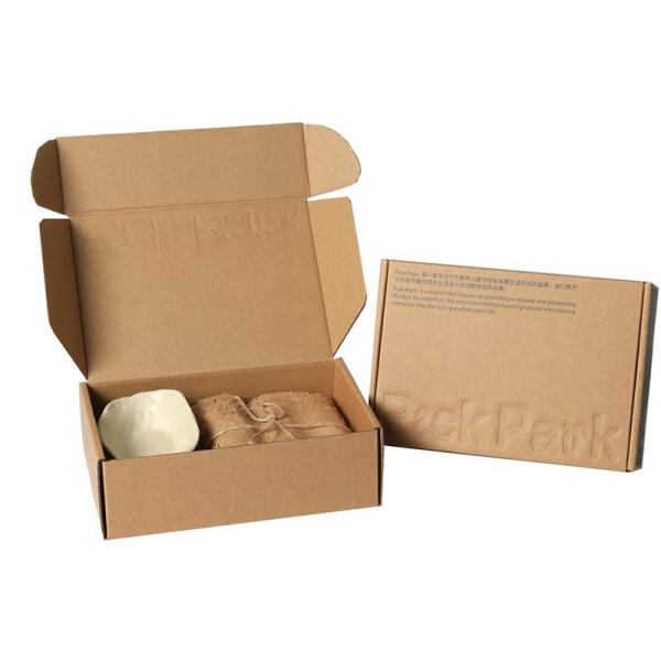 CMYK Brown Kraft Paper Box Clothing Mailer Shipping Packaging With Embossing Text