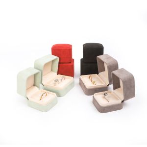Square Velvet Jewelry wedding ring Box customizable Jewellery Box packaging