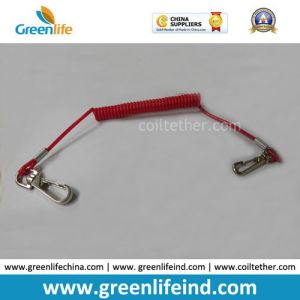 Quick Release Elastic Tape Lanyard W/Clips in Transparent Green