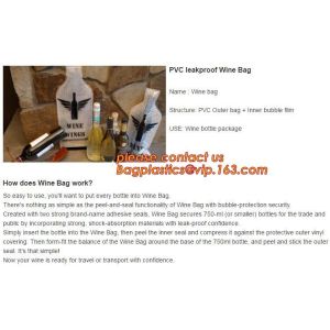 Zipped bottom plastic bottle wrap plastic bottle sleeves air wine slip Self