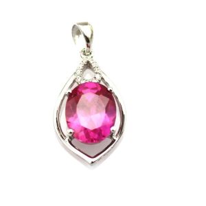 Fashion Jewelry 925 Silver 8mmx10mm Oval Created Amethyst Pendant (PSJ0422)