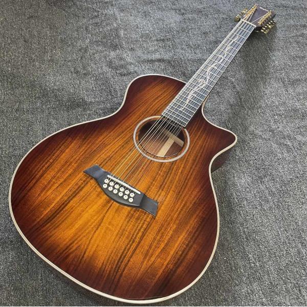 Custom 12 Strings KOA Wood Taylor Style Acoustic Guitar Glossing Finish Body
