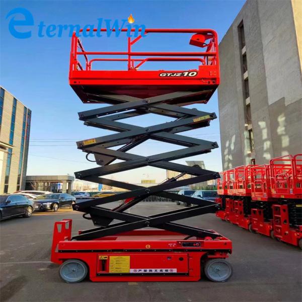 10m Lifting Height 350kg Red Electric Battery Scissor Lift Platform