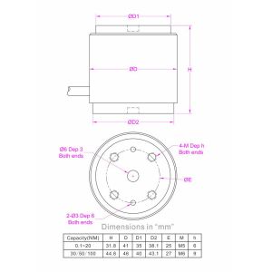 Flange type reaction torque sensor 17.7lbf-in 26.5lbf*in 44 lbf-in 88 lbf*in