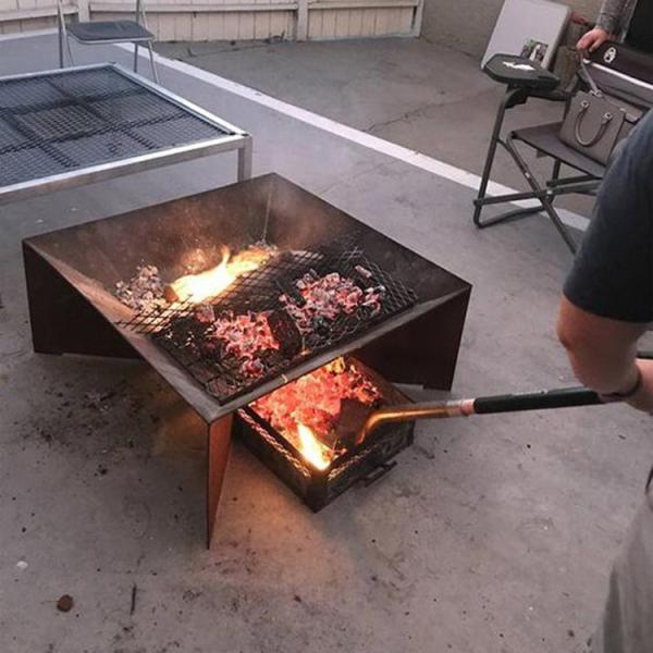 Garden Wood Burning Corten Steel Firepit for Backyard Camping