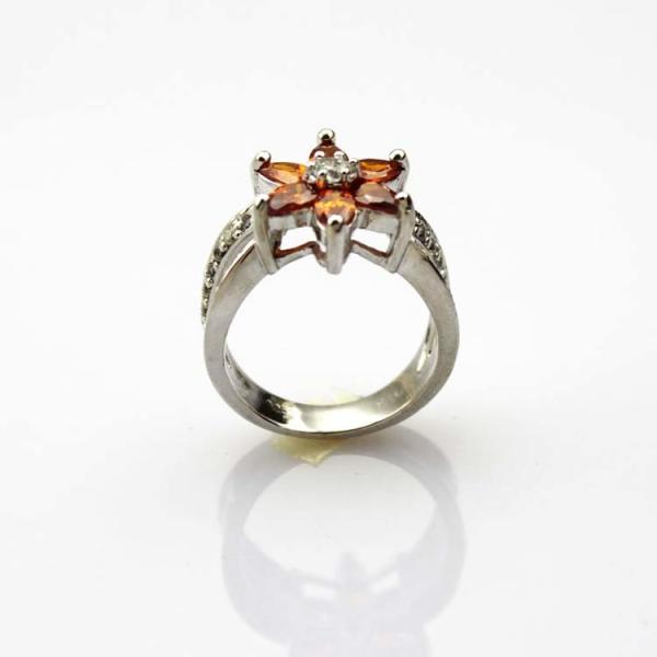 Designer Jewelry Sterling Silver with Yellow Cubic Zircon Flower Gemstone Ring (R0012)