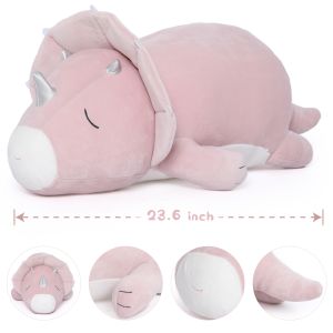 Factory Wholesale Plush Stuffed Sleeping Triceratops Dinosaur Hugging Toy Pillow
