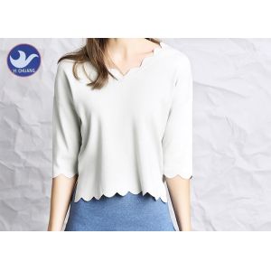 Quality Wavy Edge Womens Knit Pullover Sweater Half Sleeves Short Body Summer Knitwear for sale