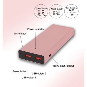 8000mAH New Design Fast Charge Power Bank with Dual USB Port and Type-C Output