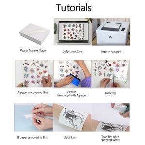 Custom Body Inkjet Printing Waterproof Tattoo Water Transfer Paper for Body