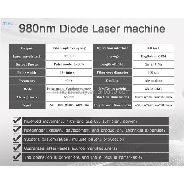 980nm Laser Liposuction Machine Portable Diode Laser for Vascular Removal