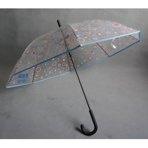 Advertising Clear Transparent Umbrella with silkscreen print on the canopy