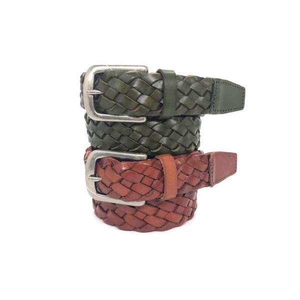 Buy Men's Casual Real Braided Leather Belt Antique Silver Pin Buckle 35mm at wholesale prices