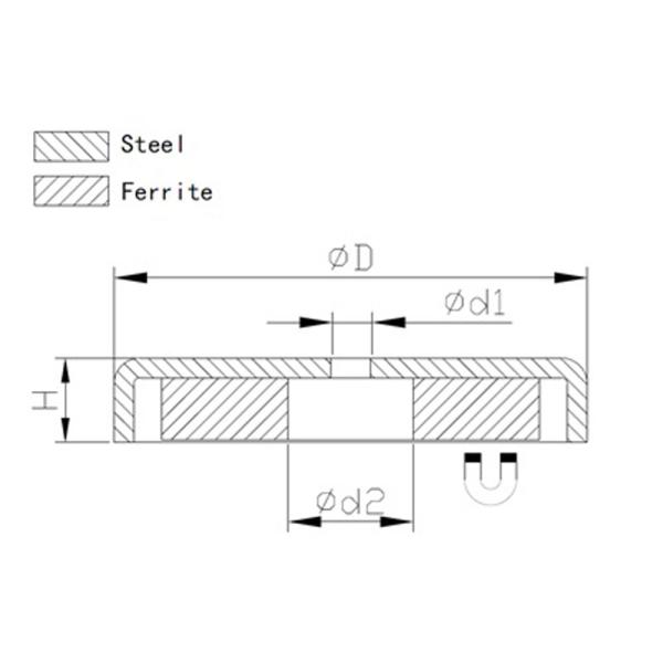 3.2" Cup Shape Ceramic Ferrite Chrome-Plated Magnet 75lbs Pull for Indoor and Outdoor