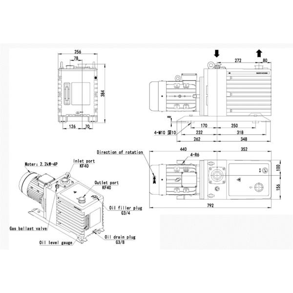 60m3/h Two-stage Oil Rotary Vane Vacuum Pump DRV60 For Refrigeration System