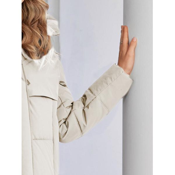 Classic Four Pocket Mid-Length Thickened Down Jacket, machine washable, woman winter coat, down jacket, bio down jacket, dark colour,bio fluff coat