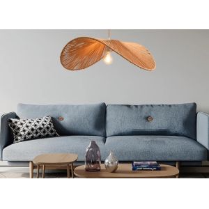 Wabi-sabi style rope chandelier simple creative bedroom living room lamp hand