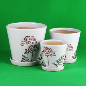 Drainage Ceramic Pots For Round Plants Easy Maintenance